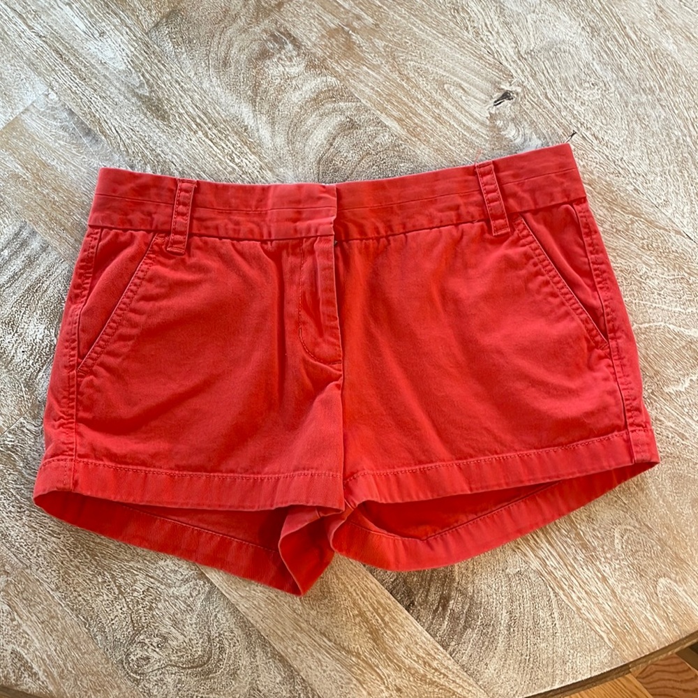J Crew Broken-In Chino Shorts coral red